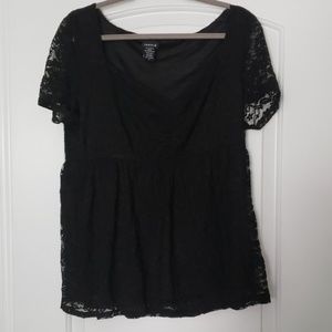 Low cut black lace top